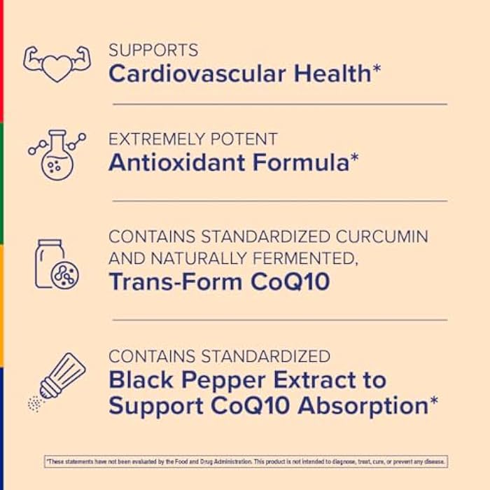 Stop Aging Now - Curcumin CoQ10 Complex - with Turmeric Root Extract - Antioxidant & Cardiovascular Support - 60 Softgels - Image 2