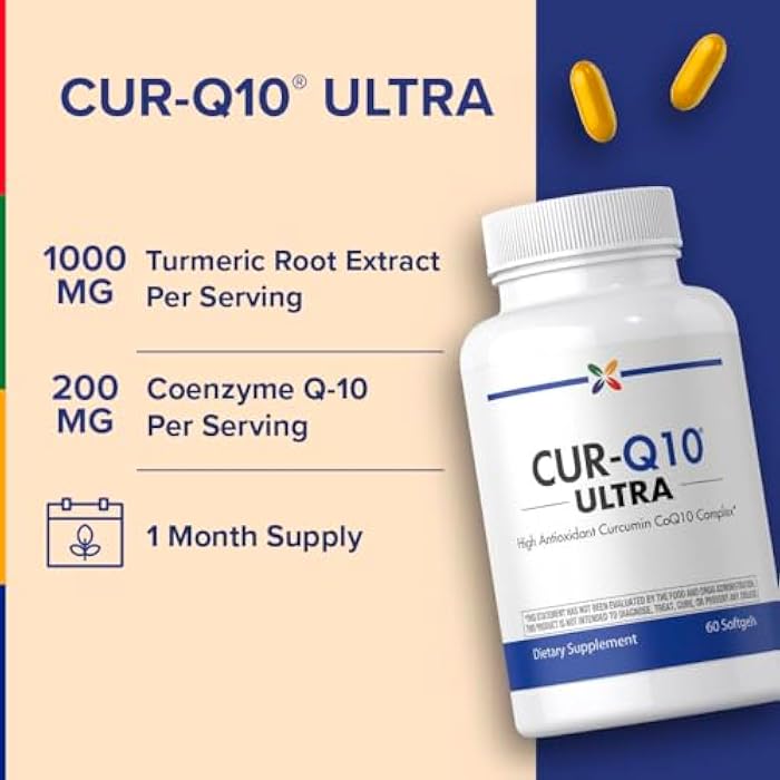 Stop Aging Now - Curcumin CoQ10 Complex - with Turmeric Root Extract - Antioxidant & Cardiovascular Support - 60 Softgels - Image 3