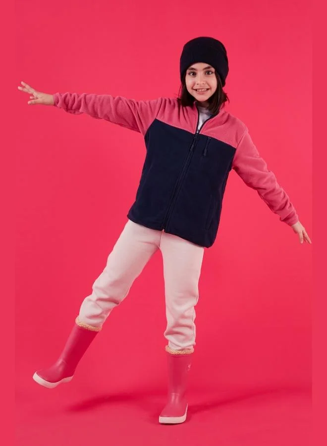 Lela Lela Soft Texture Zippered Color Block Stand Collar Pocket Polar Unisex Child POLAR 5905001