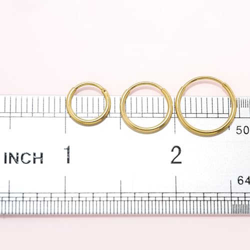 Limerencia G23 Titanium Slim Huggie Hoop Earrings, Hypoallergenic F136 Implant Grade Pure Titanium for Sensitive Ears (3 Pairs Set Gold) - Image 3