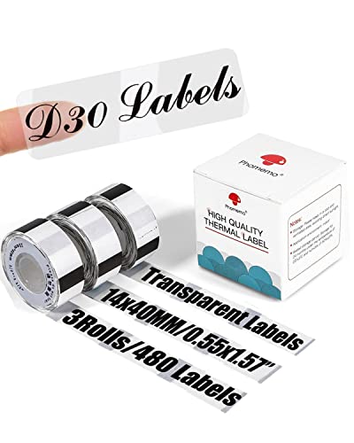 Memoking D30 Transparent Thermal Label Tape 14mm x 40mm (0.55" x 1.57") - Compatible with Phomemo/Memoking D30 Printer - Adhesive Clear Label Paper for Cosmetics, Storage, Stationery - Image 1