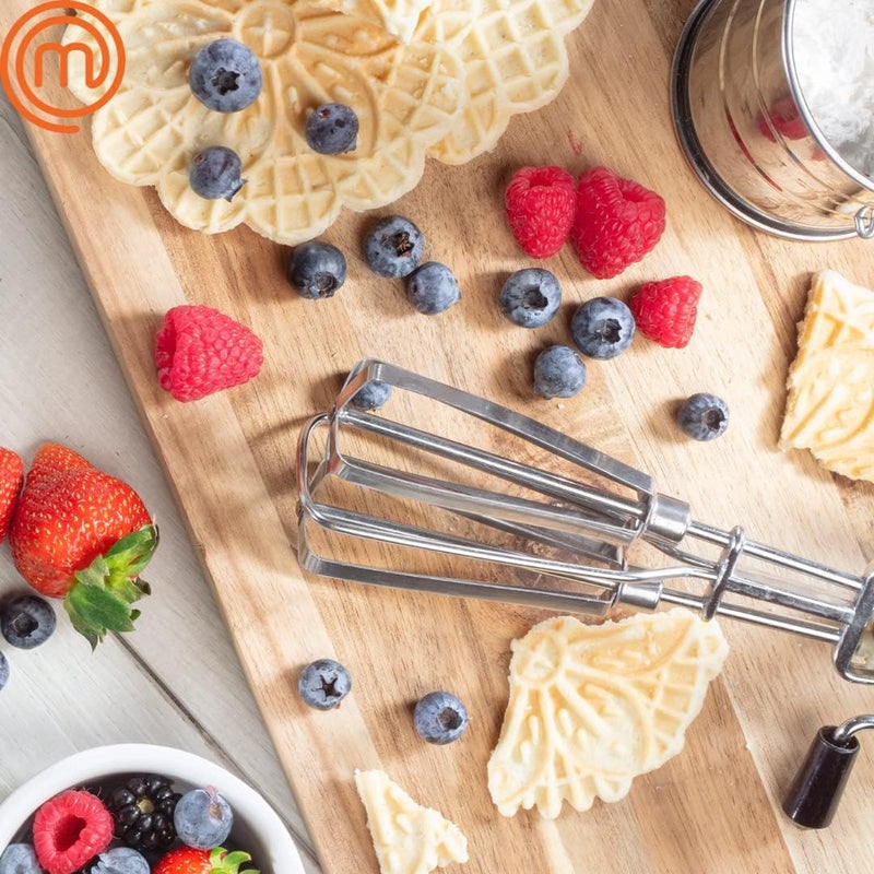 SCS Direct MasterChef Pizzelle Maker- Nonstick Electric Holiday Cookie Baker Press, Make Two Homemade 5-Inch Italian Waffle Treats at Once- Breakfast Dessert Iron or Christmas Gift for Her- Includes Recipe Guide - Image 4