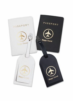 Excefore Luggage Tags and Passport Covers, 4 Pcs Passport Holder Passport Case Travel Suitcase Tag Organizer for Storing Business Cards Credit Cards Boarding Passes  - Image 1
