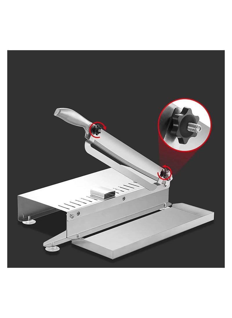 AtrauX - Manual Bone Meat Slicer, Stainless Steel Bone Cutter Machine, Rib Fish Chicken Beef Cutting Machine, with Slice Thickness Adjustment, for Home Cooking and Commercial Cooking - Image 1
