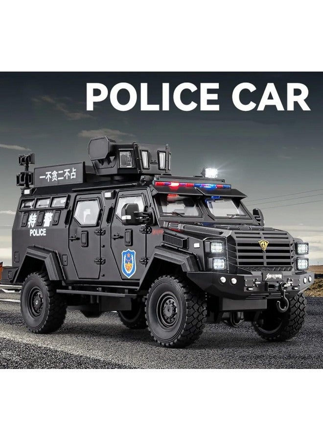 ماجيك واند شاحنة مدرعة من المعدن المصبوب بمقياس 1:24 من Magicwand® كبيرة الحجم مع 11 نافذة وباب صغيرين يمكن فتحهما، وأضواء وموسيقى وتوجيه يعمل، بلون عشوائي، عبوة من قطعة واحدة - Image 5