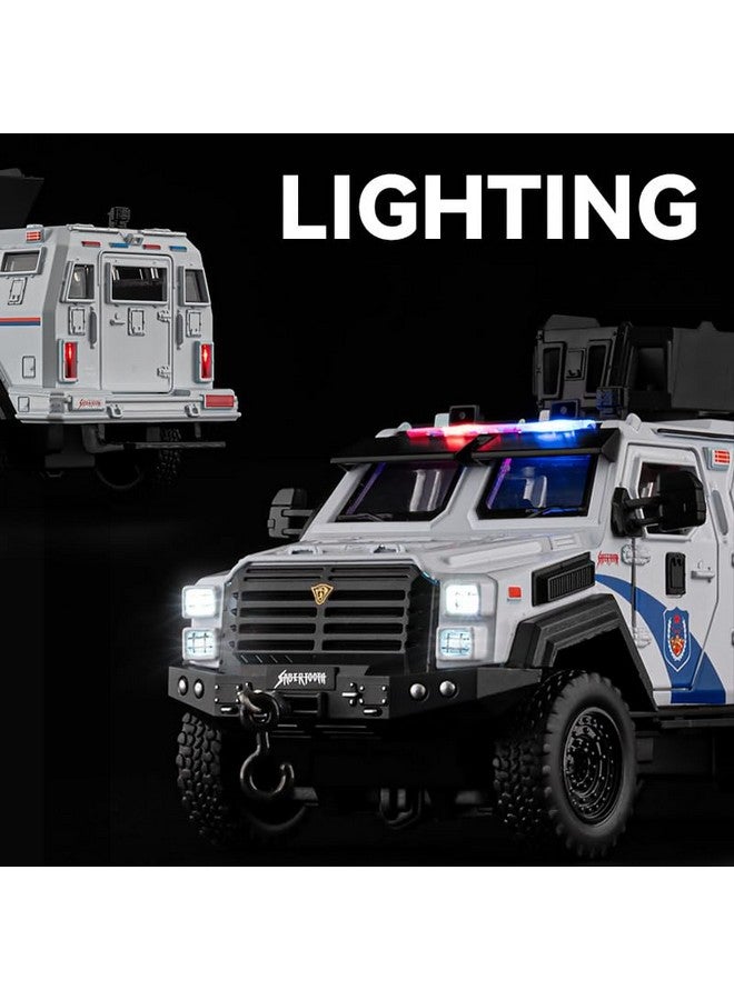 ماجيك واند شاحنة مدرعة من المعدن المصبوب بمقياس 1:24 من Magicwand® كبيرة الحجم مع 11 نافذة وباب صغيرين يمكن فتحهما، وأضواء وموسيقى وتوجيه يعمل، بلون عشوائي، عبوة من قطعة واحدة - Image 4