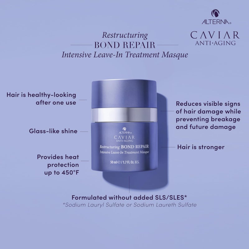 Alterna Haircare CAVIAR Anti-Aging Restructuring Bond Repair Intensive Leave-In Treatment Masque 1.7oz | Repairs, Strengthens and Protects Damaged Hair - Image 2