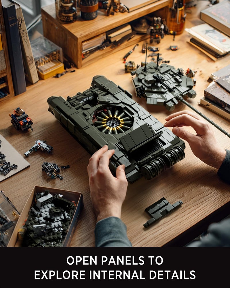Nifeliz T-90A Military Tank Building Set for Adults, Military Vehicle Model Set with Realistic Details, Ideal for Army Collectors and Building Enthusiasts (2,083 PCS, NF10330) - Image 4