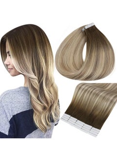 Full Shine Tape In Hair Extensions Human Hair 18 Inch Hair Extensions Tape In Color Dark Brown 3 Fading To 8 And 22 Tape In Hair Extensions 20Pcs 50Grams Balayage Tape Extensions For Women 