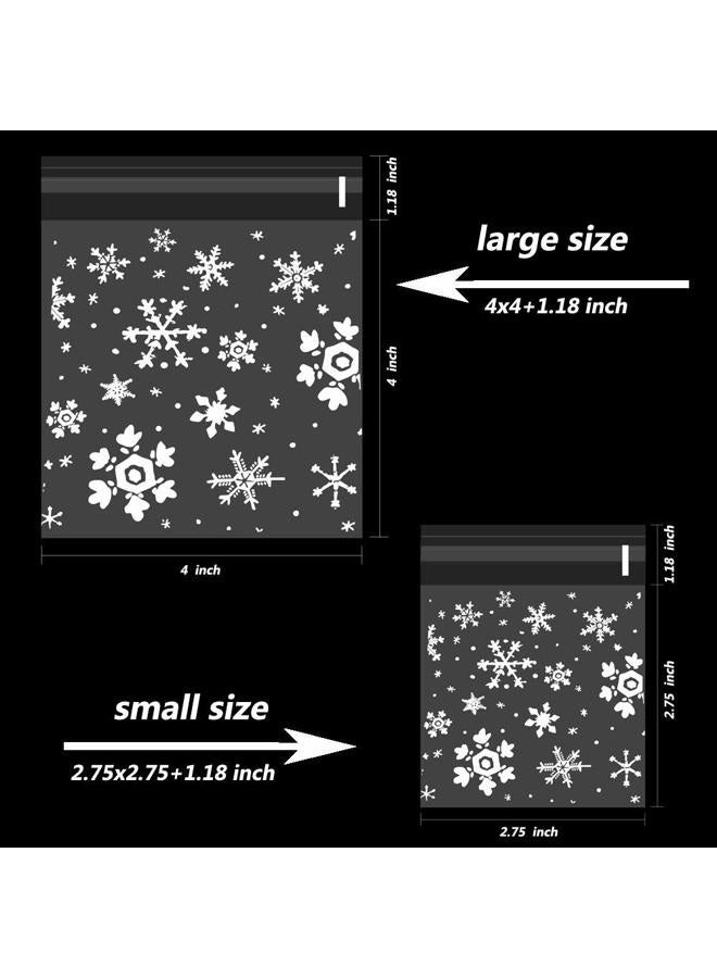 CupaPlay 200 PCS Resealable Cellophane Christmas Snowflake Self Adhesive Cookie Gift Bags - Party Favor Treat Bags - Candy Gift bags(2 Sizes) - Image 3