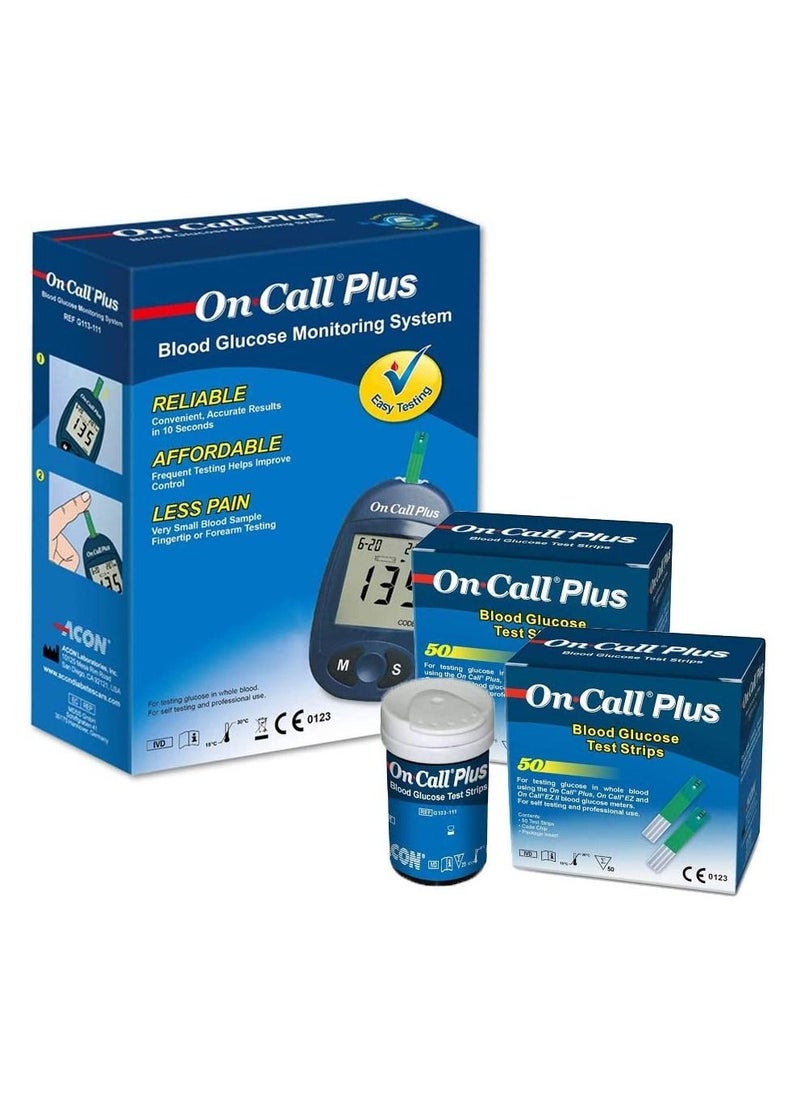 On Call - On Call Plus Blood Glucose Monitor With 2 Pack Of Strips Acon Laboratories Sugar Detection - Image 1