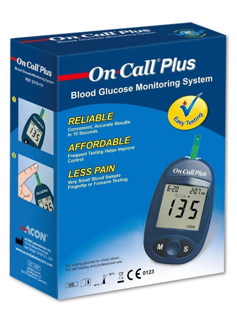 On Call - On Call Plus Blood Glucose Monitor With 2 Pack Of Strips Acon Laboratories Sugar Detection - Image 1