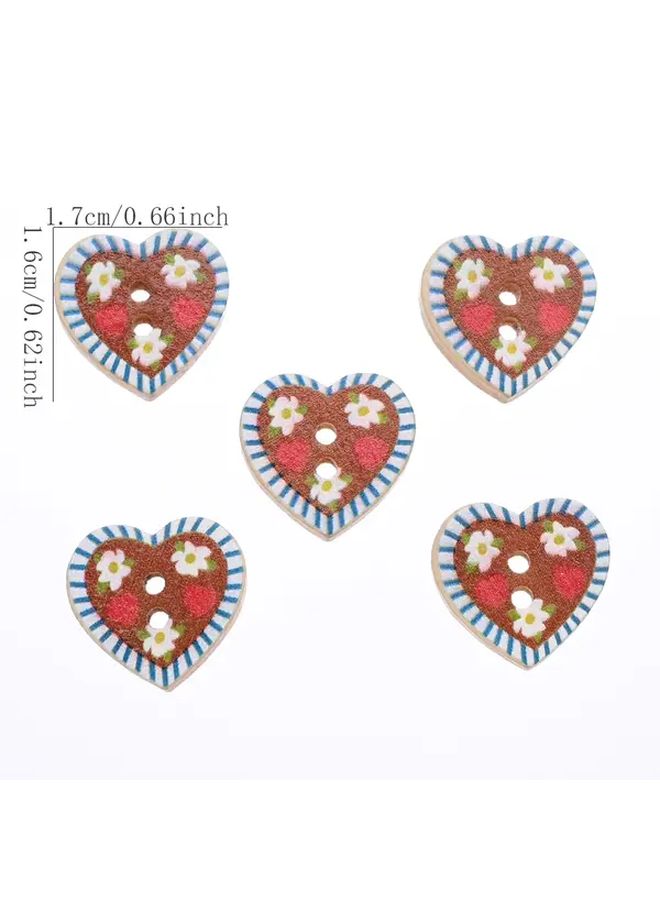 Heart Shaped Double Hole Floral Mesh Print Buttons Style 1 For DIY Clothing Bracelet Craft - Image 4