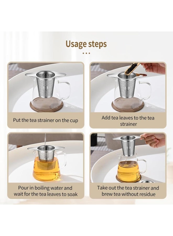 Tea Infuser for Loose Leaf Tea, 316 Stainless Steel Extra Fine Mesh Tea Strainer with Double Handles and Lid, Reusable Filter for Teapots & Mugs, 1 Pack - Image 3