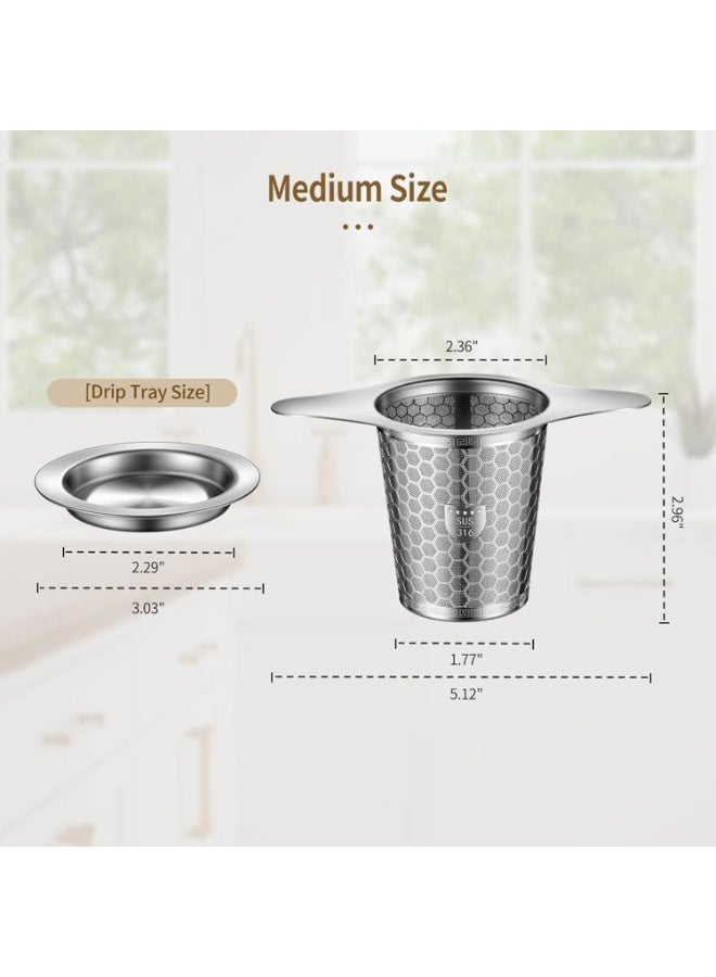 Tea Infuser for Loose Leaf Tea, 316 Stainless Steel Extra Fine Mesh Tea Strainer with Double Handles and Lid, Reusable Filter for Teapots & Mugs, 1 Pack - Image 2