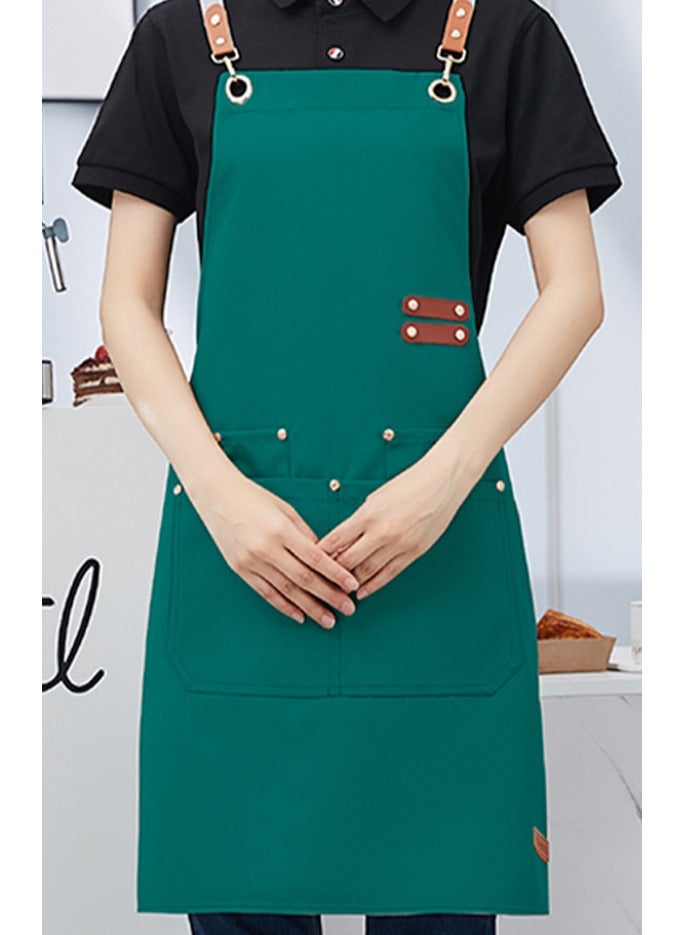 Loquat Adjustable Double Shoulder Chef Apron Waterproof and Oilproof Kitchen Apron Light Green Color  - Image 1
