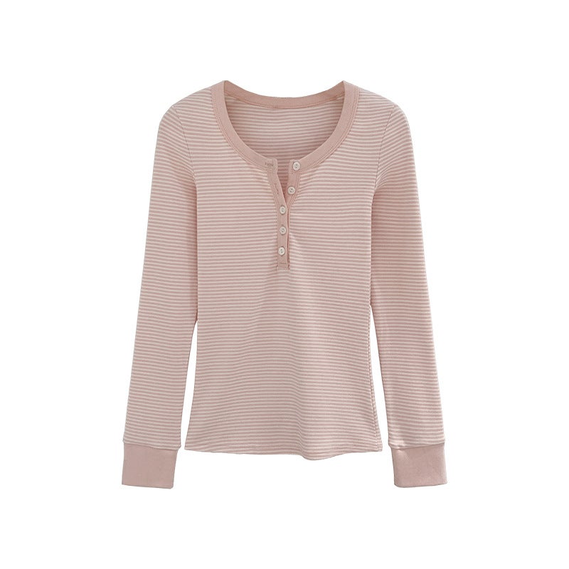 Korean Pure Desire Unique And Beautiful Striped Long-Sleeved T-Shirt Women'S 2025 Spring New Slim Fit Inner Base - Image 5