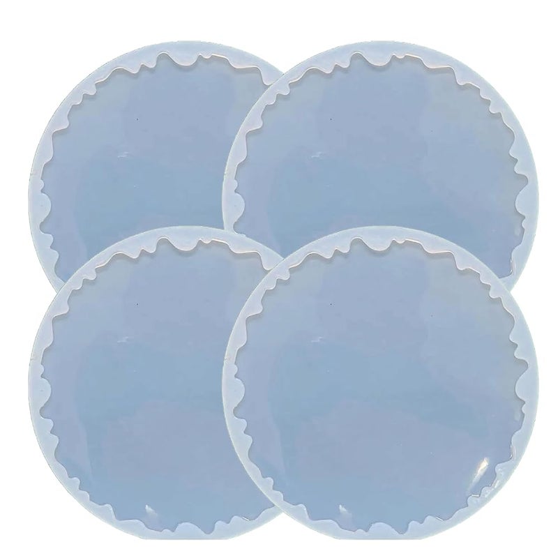 SNOOGG Pack of 6 inch HD - 4 Piece Heavy-Duty Agate / 4 Piece Mould Epoxy Resin Casting Moulds for Making and DY Coaster, Cups Base, Home,Wedding Decor, Desk Organizers and More - Image 1
