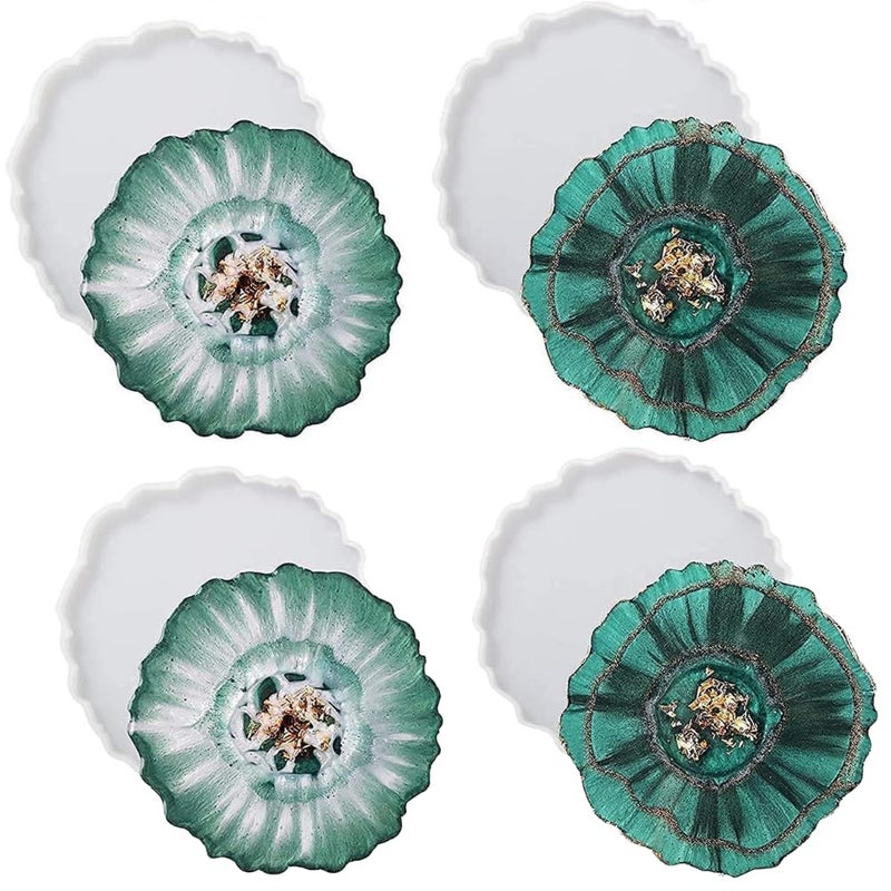 SNOOGG Pack of 6 inch HD - 4 Piece Heavy-Duty Agate / 4 Piece Mould Epoxy Resin Casting Moulds for Making and DY Coaster, Cups Base, Home,Wedding Decor, Desk Organizers and More - Image 4