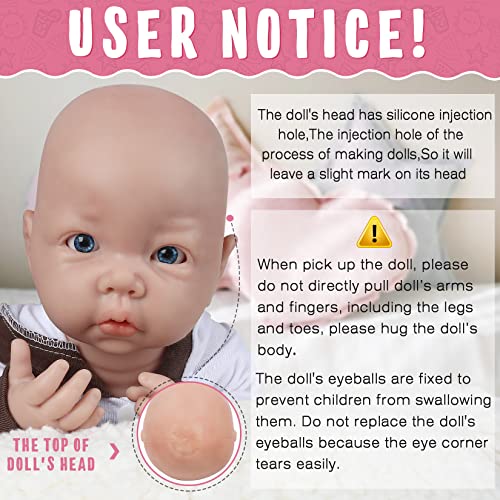 Vollence 17 inch Silicone Baby Dolls Girl Weighted 521 lbNOT VinylSilicone Full Body Reborn Lifelike Real Life Realistic Newborn Soft Babies with Feeding Accessories Gift Box for Kids Age 3 - Image 5