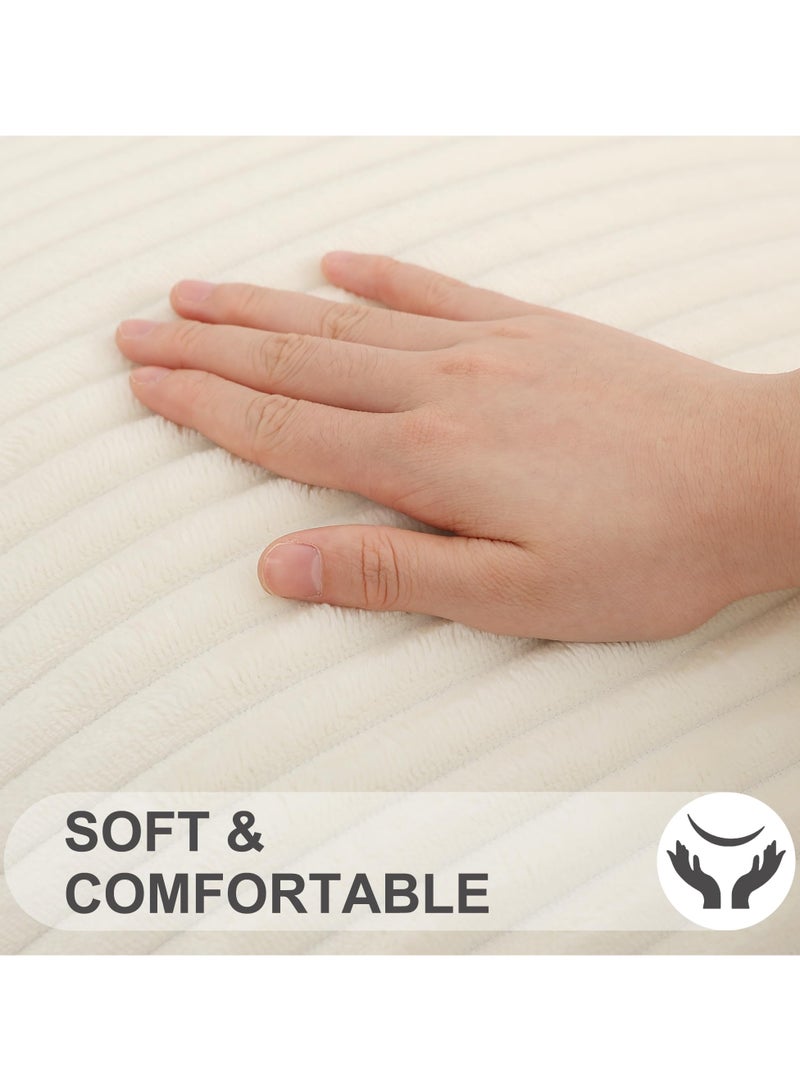2 Pack of Throw Pillow Cover, Corduroy Soft Decorative, Cushion Covers for Sofa Living Room Home Decor, 45x45 cm (Striped Cream)  - Image 2