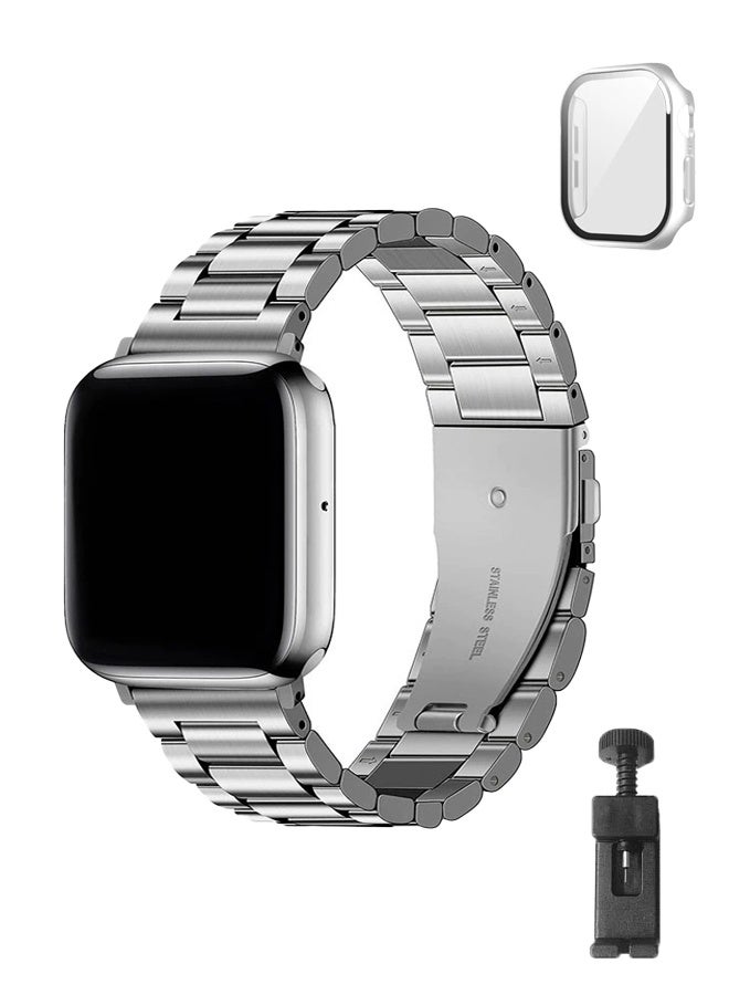 أحزمة ساعة أبل متوافقة مع المقاسات 42 مم، 44 مم، 45 مم، 46 مم، 49 مم، سوار ساعة أبل من الفولاذ المقاوم للصدأ مع غطاء، متوافق مع ساعات أبل من السلسلة 11/10/9/8/7/6/5/4/3/2/1/SE/SE2/Ultra - Image 1