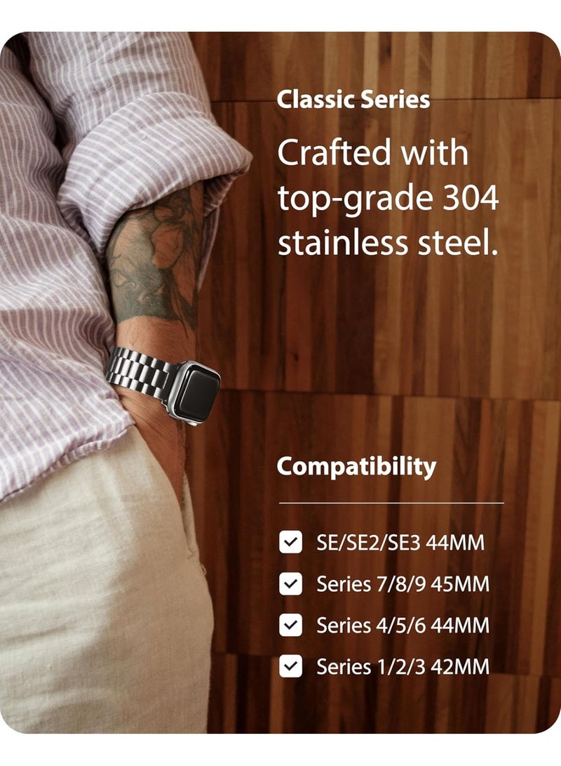 أحزمة ساعة أبل متوافقة مع المقاسات 42 مم، 44 مم، 45 مم، 46 مم، 49 مم، سوار ساعة أبل من الفولاذ المقاوم للصدأ مع غطاء، متوافق مع ساعات أبل من السلسلة 11/10/9/8/7/6/5/4/3/2/1/SE/SE2/Ultra - Image 3