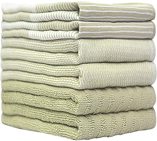 Bumble Towels Premium Kitchen Towels (20”x 28”, 6 Pack) | Large Cotton Dish Towels | Flat & Terry Highly Absorbent Kitchen Linen Set with Hanging Loop | Sage - Image 2