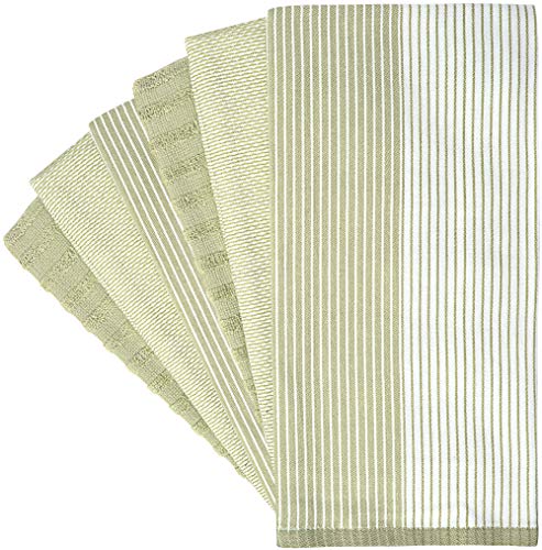 Bumble Towels Premium Kitchen Towels (20”x 28”, 6 Pack) | Large Cotton Dish Towels | Flat & Terry Highly Absorbent Kitchen Linen Set with Hanging Loop | Sage - Image 3