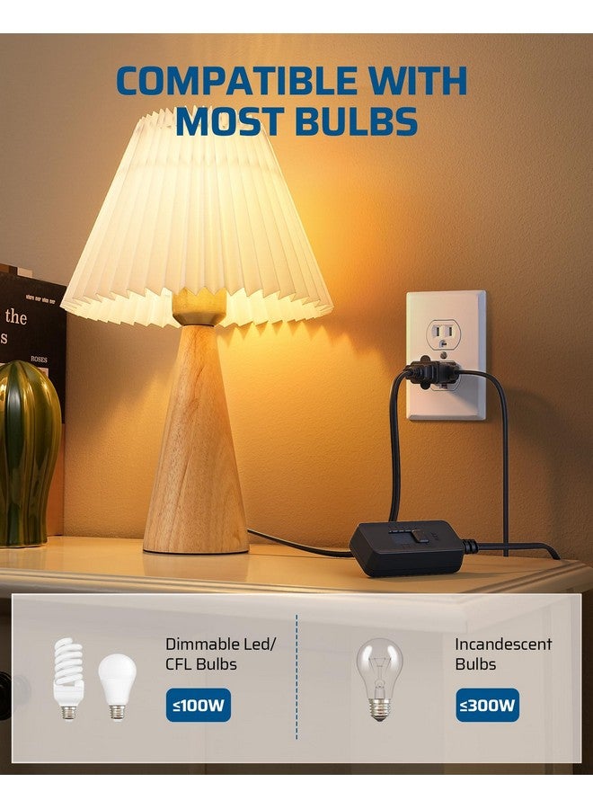 ديوينويلز مفتاح تعتيم إضاءة DEWENWILS للمصباح، تعتيم إضاءة مصباح الطاولة لمصابيح LED/CFL القابلة للتعتيم والمصابيح المتوهجة، تحكم منزلق كامل النطاق، تعتيم إضاءة سلك التمديد، معتمد من UL، أسود - Image 1