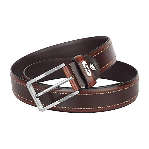 Flyer Men's Leather Belt (Formal/Casual) (Colour -Brown) (Size -44) Buckle Adjustable Size Genuine Leather (BR1512-44) (Pack of 1) - Image 3