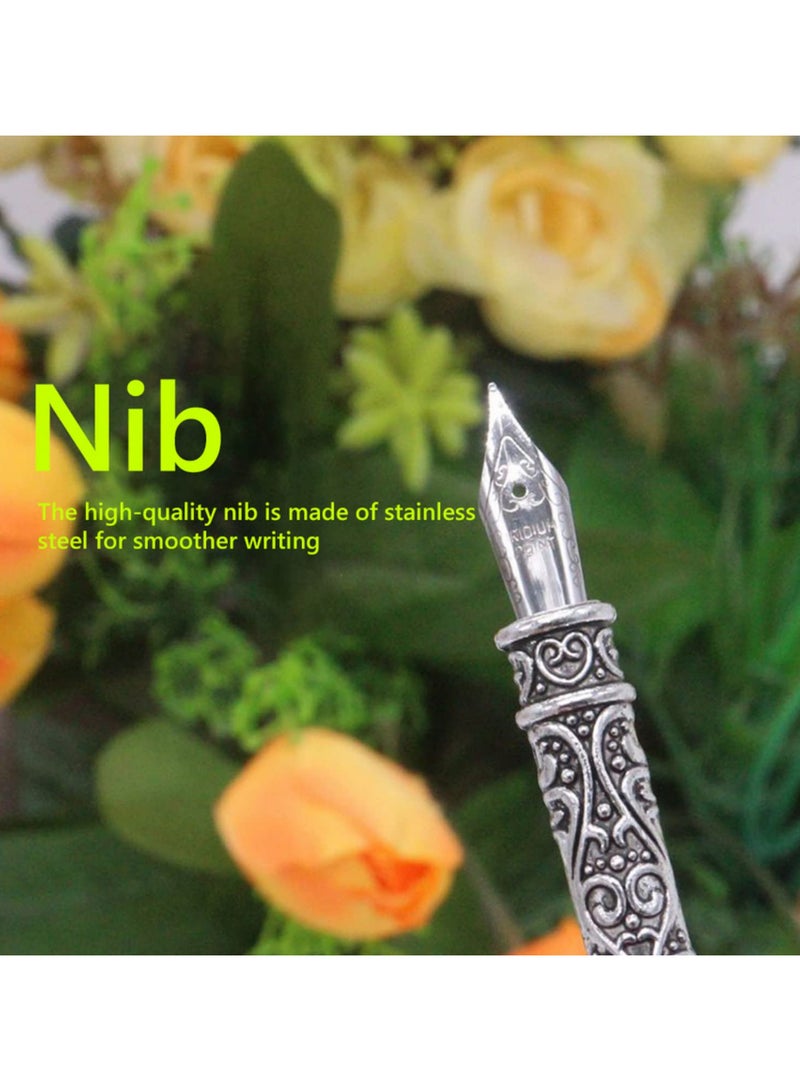 Vintage Calligraphy Feather Dip Pen Set with 2/5 Nib Fashion Pen Handle Quill Fountain Pen Writing Ink Gift for Birthday Xmas Holiday Wedding Party Decoration - Image 4