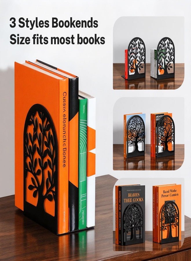 HappyHapi Decorative Bookends for Shelves, 7 Pair Metal Book Ends for Heavy Books, Black Book Stopper for Home Office Library, 6.9" x 4.7" x 3.5"（14 Pcs） - Image 2