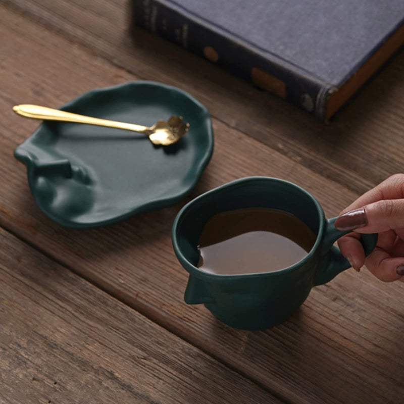 oliruim Tea Cup and Saucer Set Ceramic Kissing Couple Coffee Mug Set With Spoon Face Coffee Cup Unique Teacup and Saucer Valentine's Day Christmas Creative Gift - Image 5