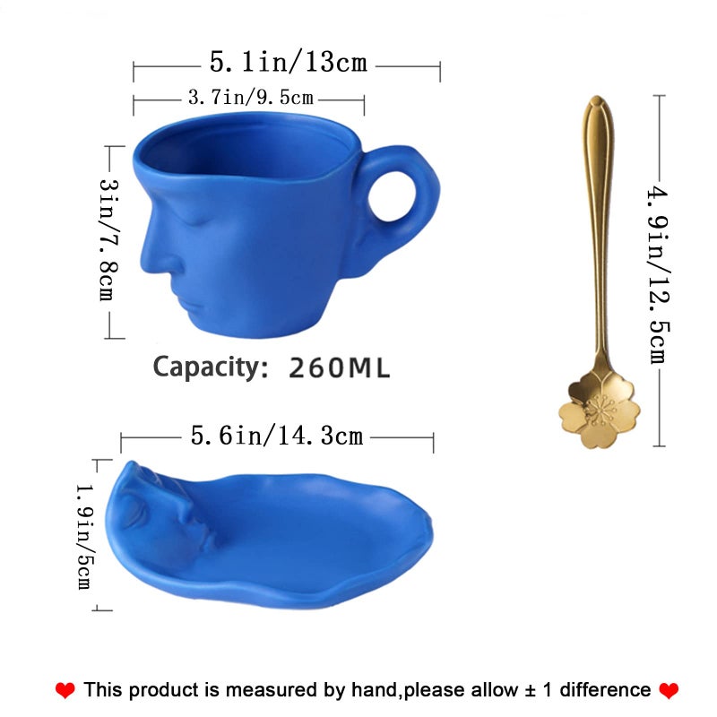 oliruim Tea Cup and Saucer Set Ceramic Kissing Couple Coffee Mug Set With Spoon Face Coffee Cup Unique Teacup and Saucer Valentine's Day Christmas Creative Gift - Image 4