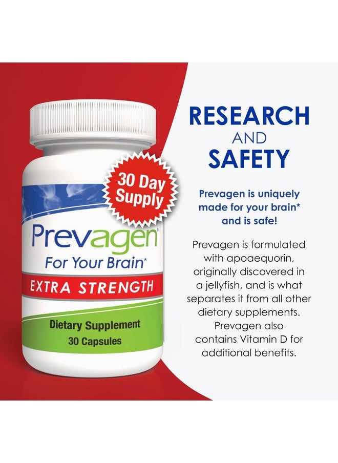 Prevagen - Extra Strength 20mg, 30 Capsules |3 Pack| with Apoaequorin & Vitamin D and 7-Day Pill Minder - Image 1