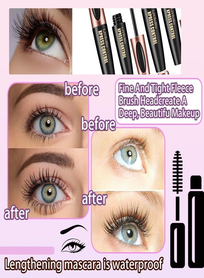 LJYBoBin 2 Pack Fiber Lash Mascara,Lengthening Thick Waterproof Black Mascara,Long Lasting Smudge-proof Clear Tube Mascara,All Day Exquisitely Full - Image 4