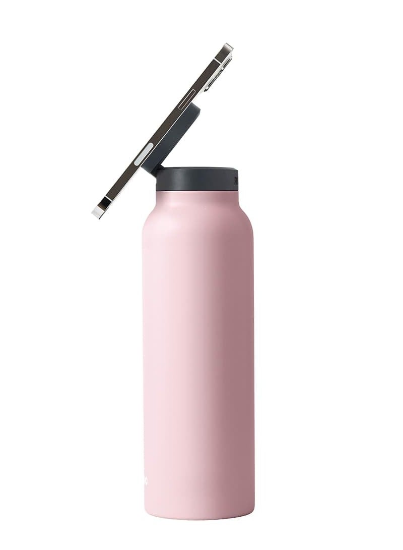 Ringo Water Bottle 32Oz + Free Magnetic Booster Ring| Stainless Steel Hydration Bottle w/ Integrated MagSafe Phone Mount, 12Hrs Hot/24Hrs Cold, BPA-Free, Works w/ All Devices Android & iOS - Pink  - Image 3