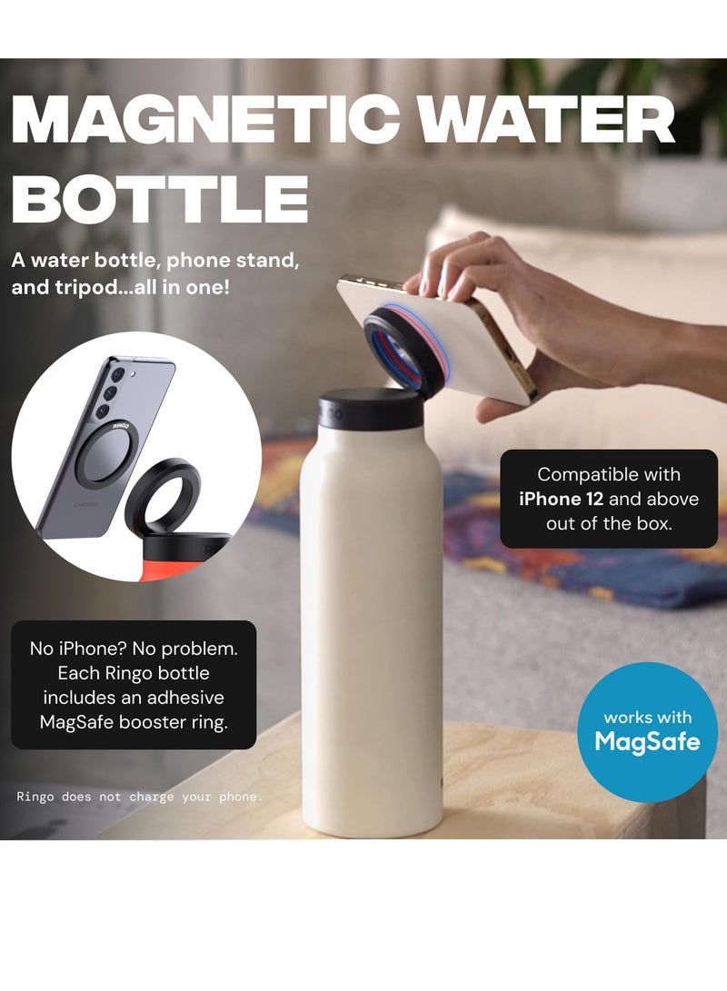 Ringo Water Bottle 32Oz + Free Magnetic Booster Ring| Stainless Steel Hydration Bottle w/ Integrated MagSafe Phone Mount, 12Hrs Hot/24Hrs Cold, BPA-Free, Works w/ All Devices Android & iOS - Pink  - Image 4