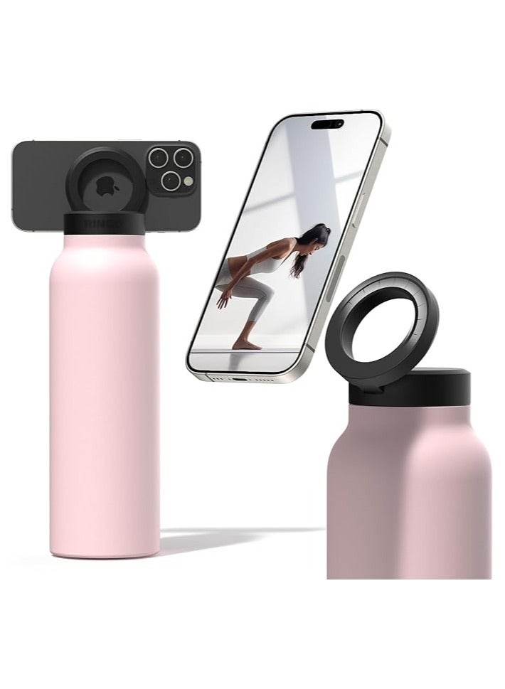Ringo Water Bottle 32Oz + Free Magnetic Booster Ring| Stainless Steel Hydration Bottle w/ Integrated MagSafe Phone Mount, 12Hrs Hot/24Hrs Cold, BPA-Free, Works w/ All Devices Android & iOS - Pink  - Image 1