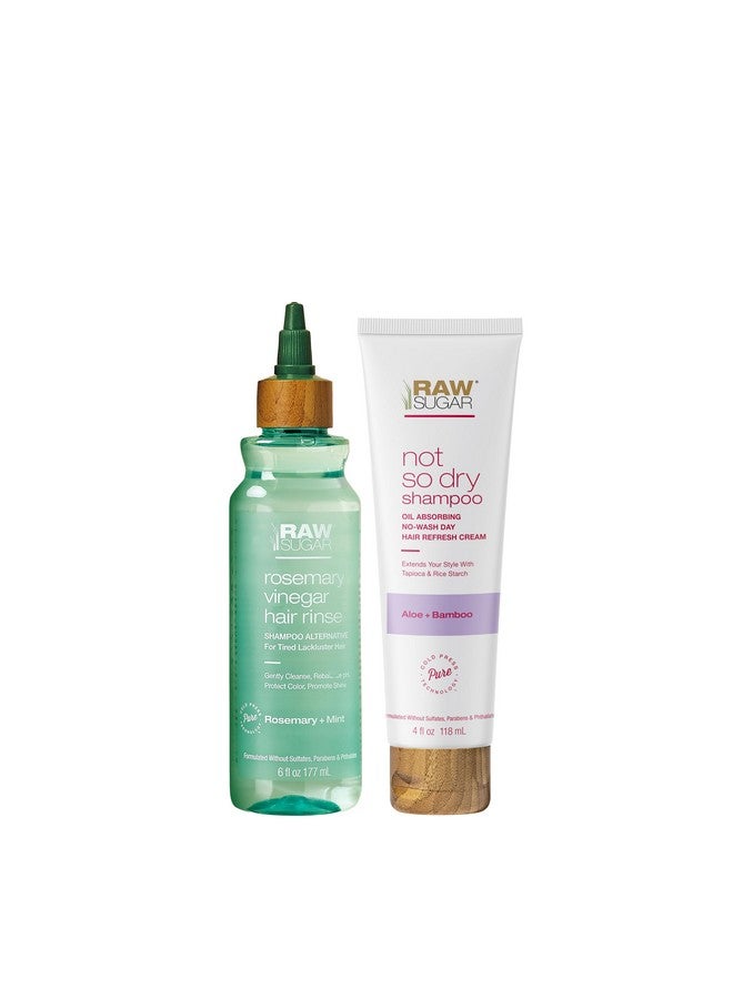 RAW SUGAR Raw Sugar Hair Care & Styling Kit - Rosemary + Apple Cider Vinegar Rinse & Not So Dry Shampoo, Formulated without Sulfates + Parabens, Cruelty Free & Vegan  - Image 1