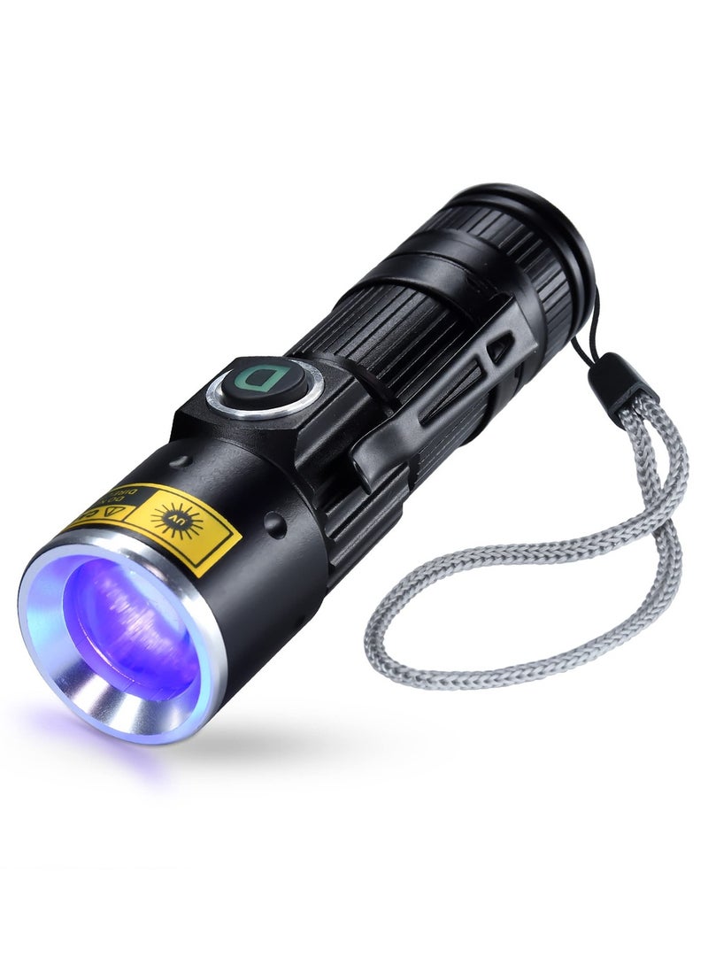 Barakah UV 365nm Flashlight, Portable and Zoomable LED Ultraviolet Blacklight for UV Glue Curing, Pet Stain Detection, Scorpion Finder - Image 1
