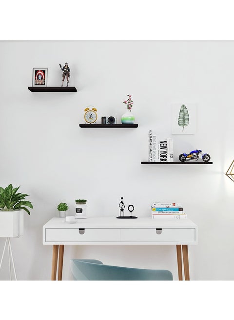 3-Piece Hanging Wall Shelves Book Set fot Home, Black