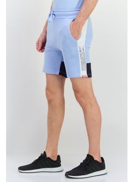 CROSSHATCH Men Brand Logo Drawstring Shorts, Light Blue Combo  - Image 4