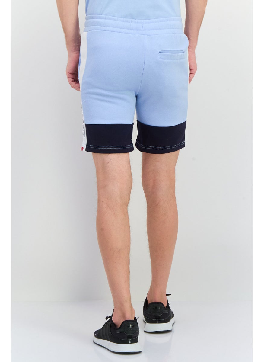 CROSSHATCH Men Brand Logo Drawstring Shorts, Light Blue Combo  - Image 2