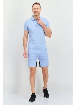 CROSSHATCH Men Brand Logo Drawstring Shorts, Light Blue Combo  - Image 3