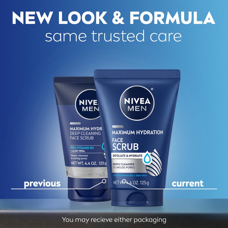 NIVEA MEN Maximum Hydration Deep Cleaning Face Scrub With Aloe Vera, 3 Pack of 4.4 Oz Tubes - Image 2