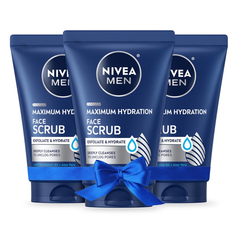 NIVEA MEN Maximum Hydration Deep Cleaning Face Scrub With Aloe Vera, 3 Pack of 4.4 Oz Tubes - Image 1