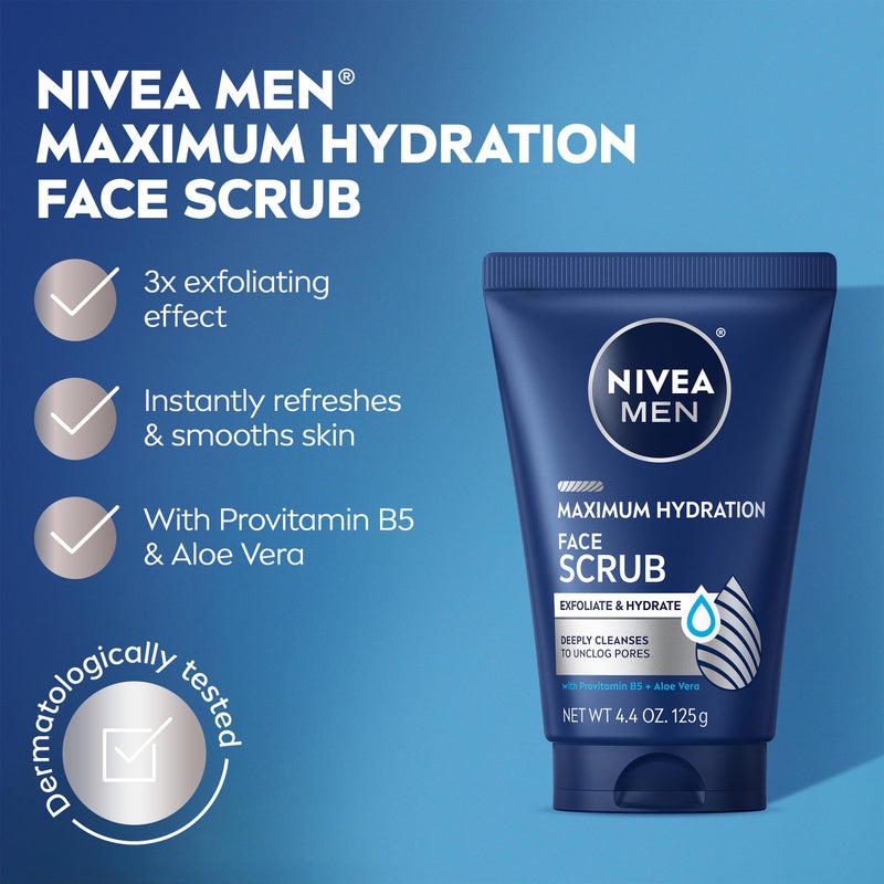NIVEA MEN Maximum Hydration Deep Cleaning Face Scrub With Aloe Vera, 3 Pack of 4.4 Oz Tubes - Image 3