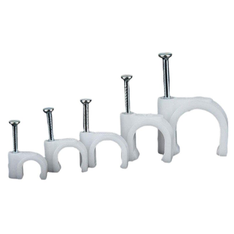 DIY Crafts CTDIYHI24548 100 pcsPack 514mm RoundSquare Steel Nail Cable Clamp Supplies Wire Cable Clip Buckle Plastic Clips Ties - Image 1